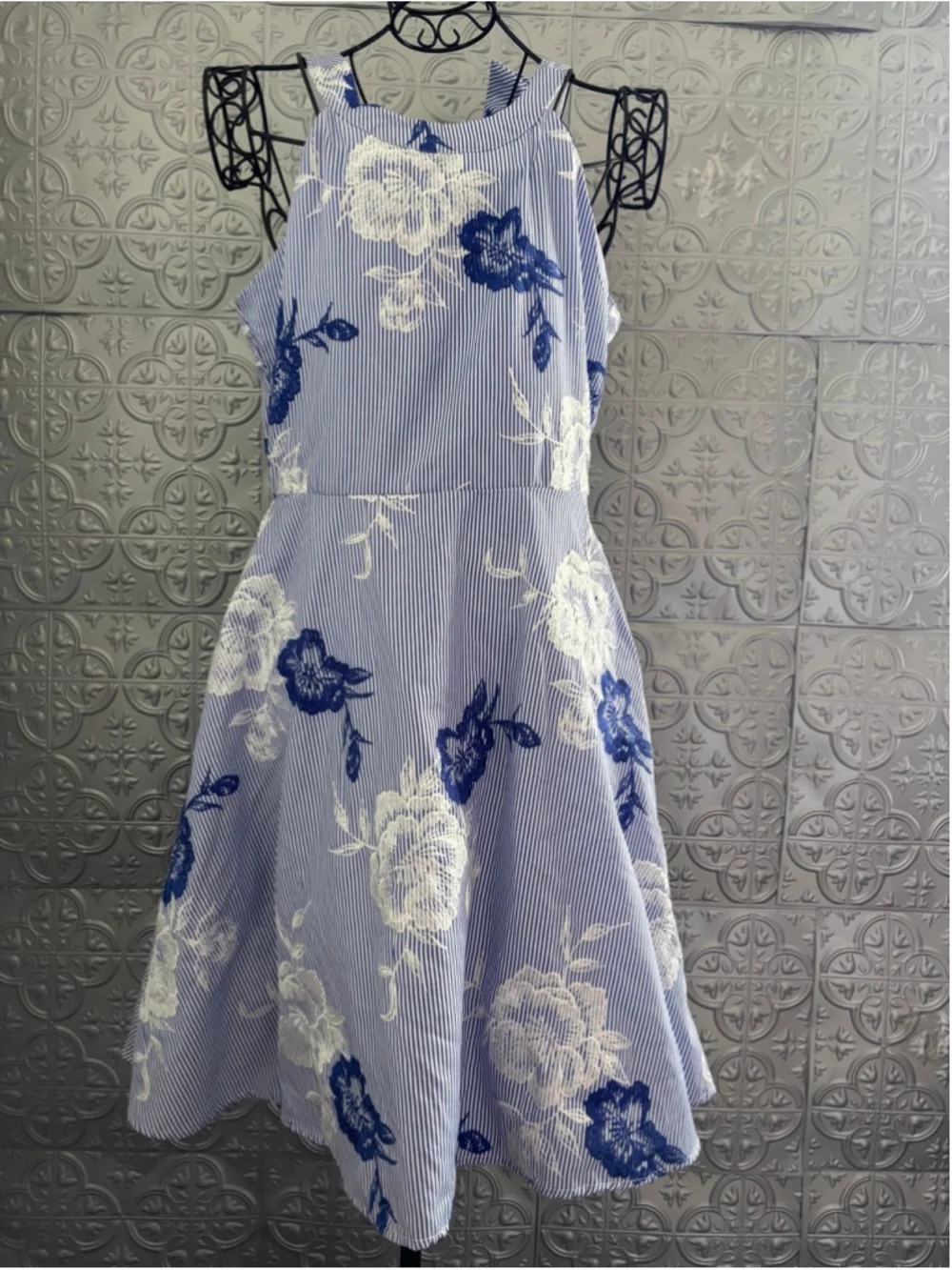Rare Editions formal Blue and White Floral Kids Dress. Size 16 girls 2 xs woman